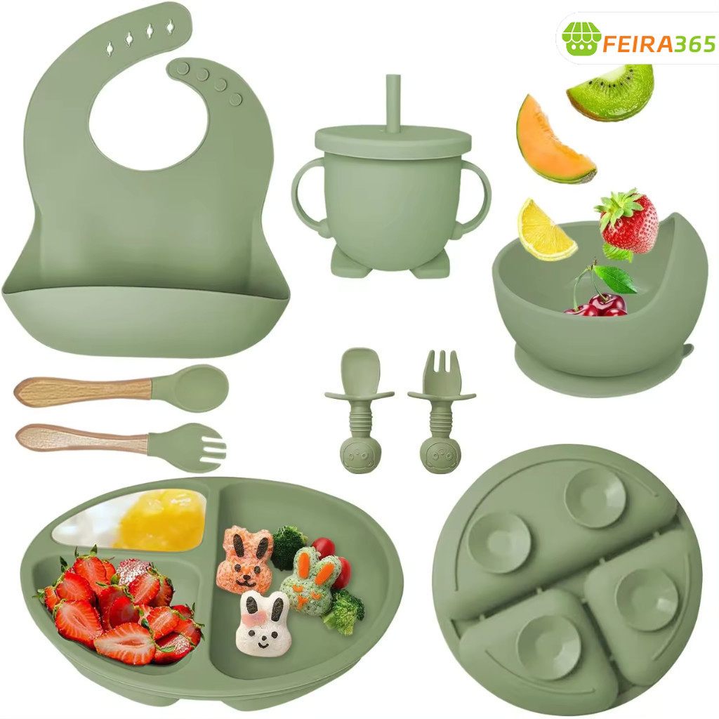 Kit Talheres Bebê 8 Peças: Treino Divertido e Seguro!
