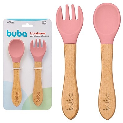 Kit Talheres Rosa Infantil Buba 15826 – Seguro e Sustentável