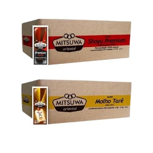 Kit Molho Shoyu Premium + Molho Tarê Mitsuwa Sachê Caixa Fechada Delivery