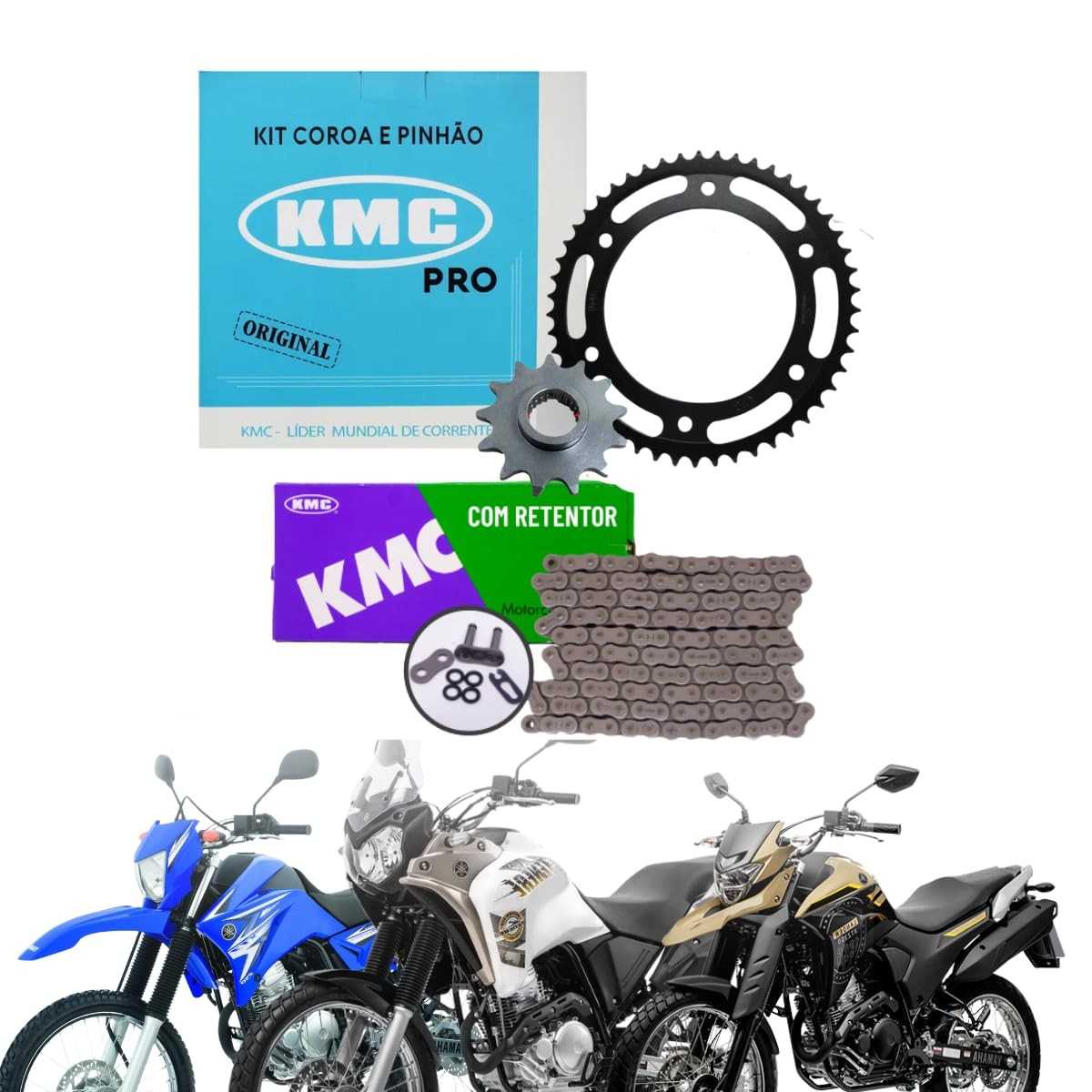 Kit Relação Transmissão KMC XTZ Lander 250 / Ténéré 250 (2006-2025) com Retentor - Aço 1045