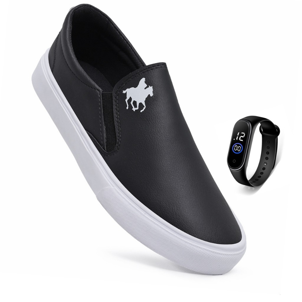 Kit Tênis Slip On Leve Conforto + Relógio: Estilo e Praticidade