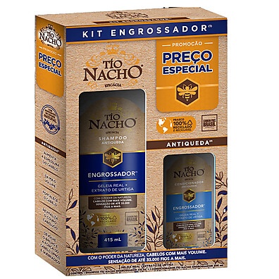 Kit Tio Nacho Engrossador: Shampoo + Condicionador para Cabelos Fortes