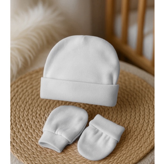 Kit Toca e Luvinha 100% Algodão Bebê RN - Ideal Saída Maternidade