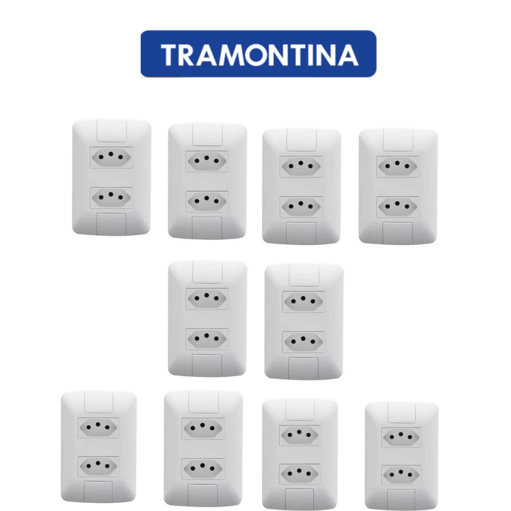 Kit Tomada Dupla Tramontina Aria 10A 250V Branca