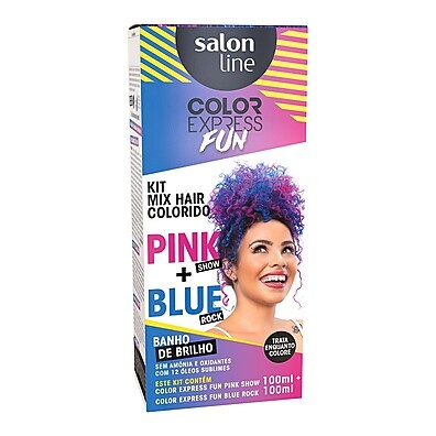 Kit Tonalizante Color Express Fun Mix Hair: Rosa + Azul