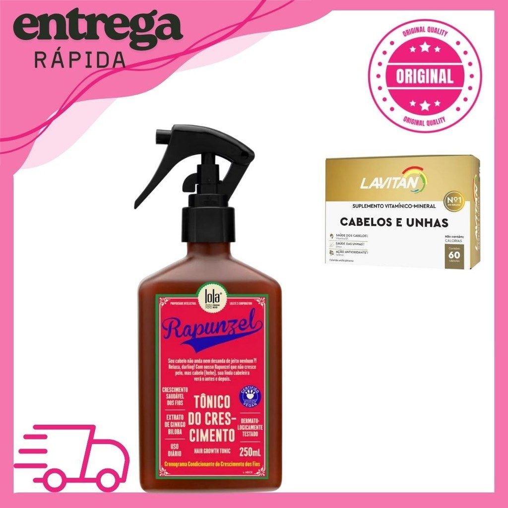 Kit Tônico Rapunzel + Lavitan: Crescimento Capilar e Unhas Fortes