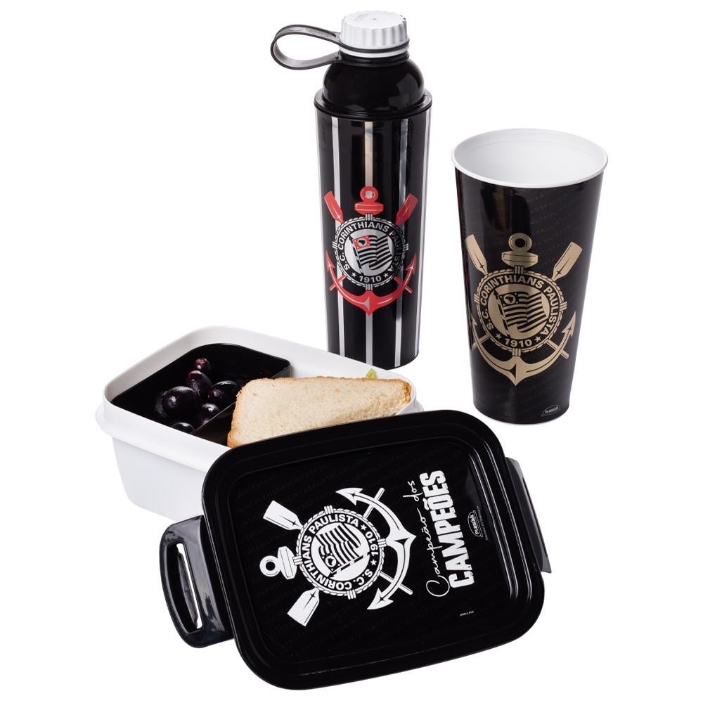 Kit Torcedor Corinthians: Copo, Garrafa e Marmita!