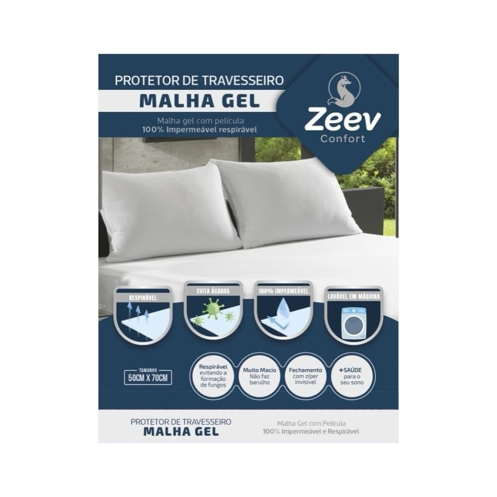 Kit com 4 Protetores Impermeáveis de Travesseiro Zeev Confort - Proteção Total contra Ácaros e Umidade