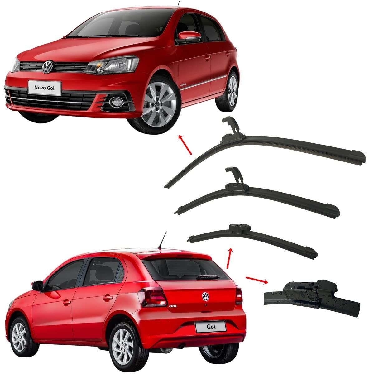 Kit 3 Palhetas Limpador Parabrisa Gol G5 G7 (Dianteiras + Traseira) Encaixe Gancho - Aerotwin Slim