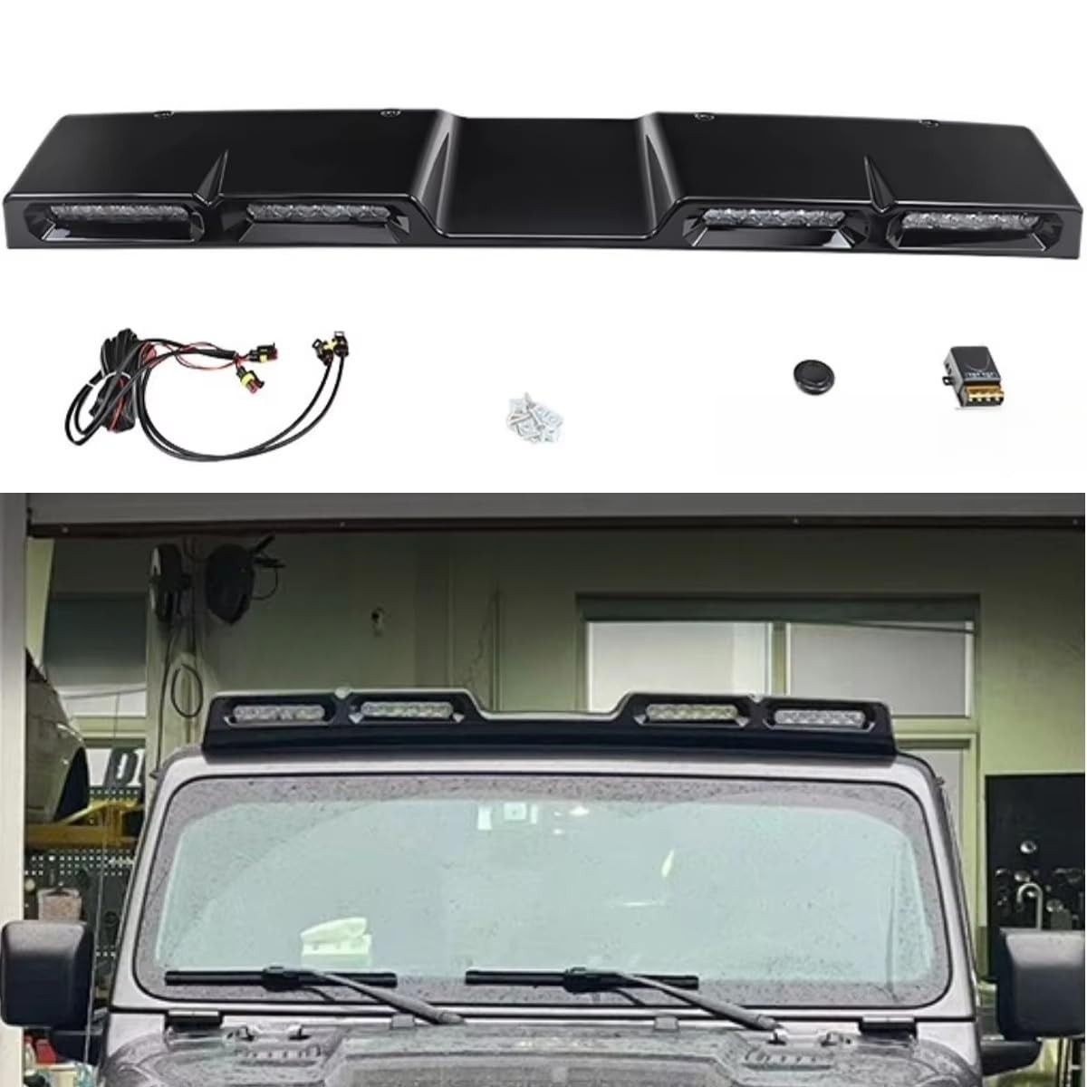 Kit Aerodinâmico para Wrangler Rubicon: Luz de Neblina Traseira, Freio e Holofote (Preto Brilhante)