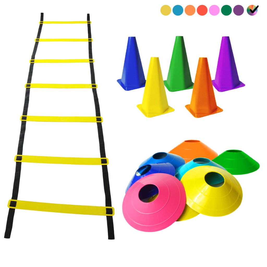 Kit Treinamento Funcional Agilidade: 5 Chapéus, 5 Cones e Escada