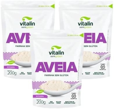 Kit 3 unds Farinha De Aveia Integral Sem Gluten 200gr - Vitalin
