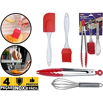 Kit Utensílios Cozinha: 4 Peças Western KC-345