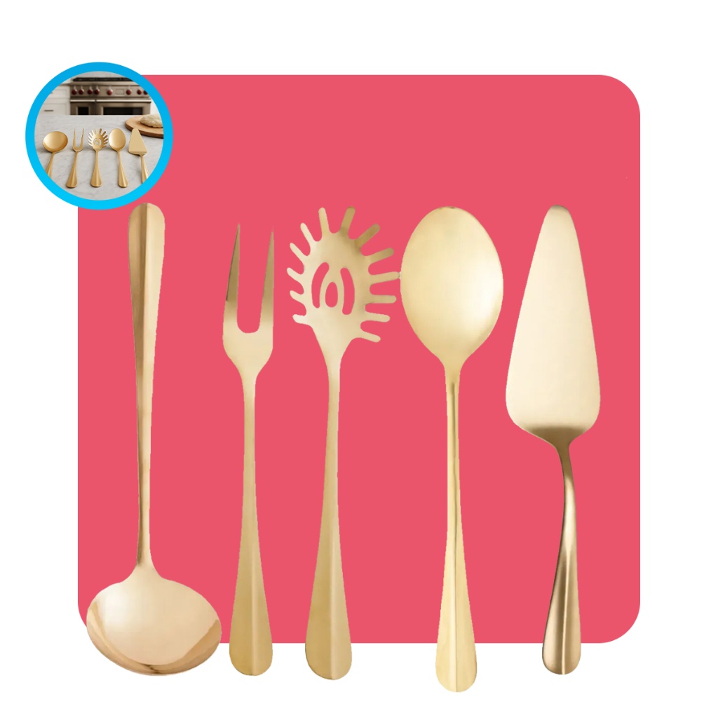 Kit Utensílios Cozinha Inox Dourado Lyor: Elegância!