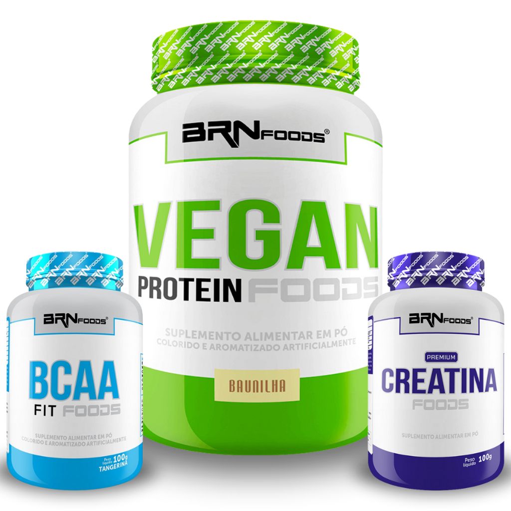 Kit Vegano: Proteína, Creatina & BCAA - BRN FOODS