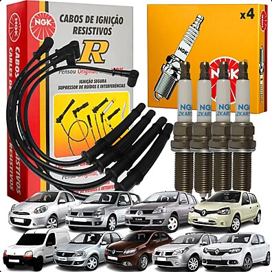 Kit Vela e Cabo Ignição NGK: Renault 1.0 16v