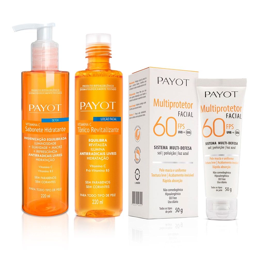 Kit Vitamina C Payot: Limpeza, Tonificação e FPS 60