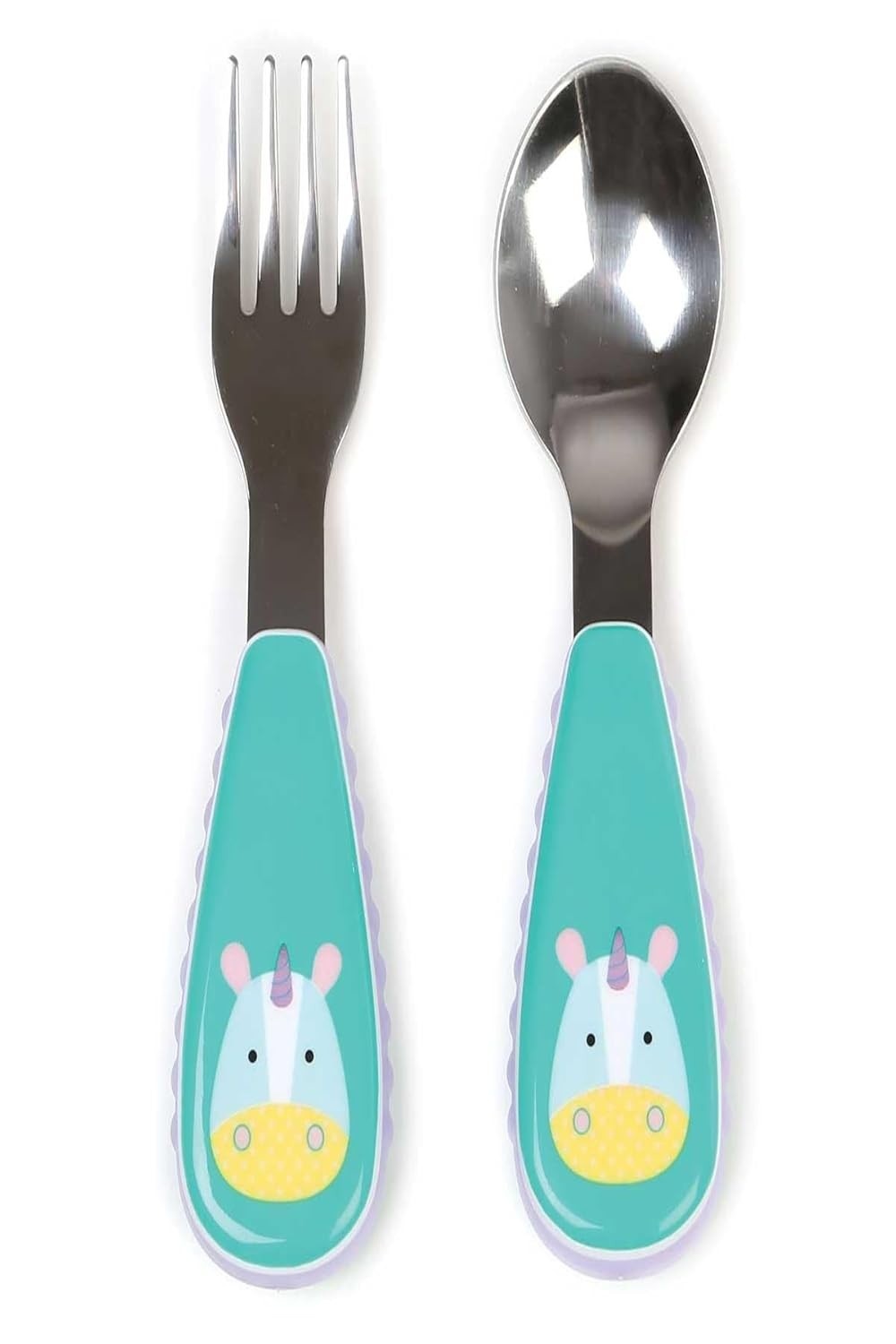 Kit de Talheres Zoo Unicórnio Skip Hop Azul - Aço Inox com Silicone Seguro para Crianças