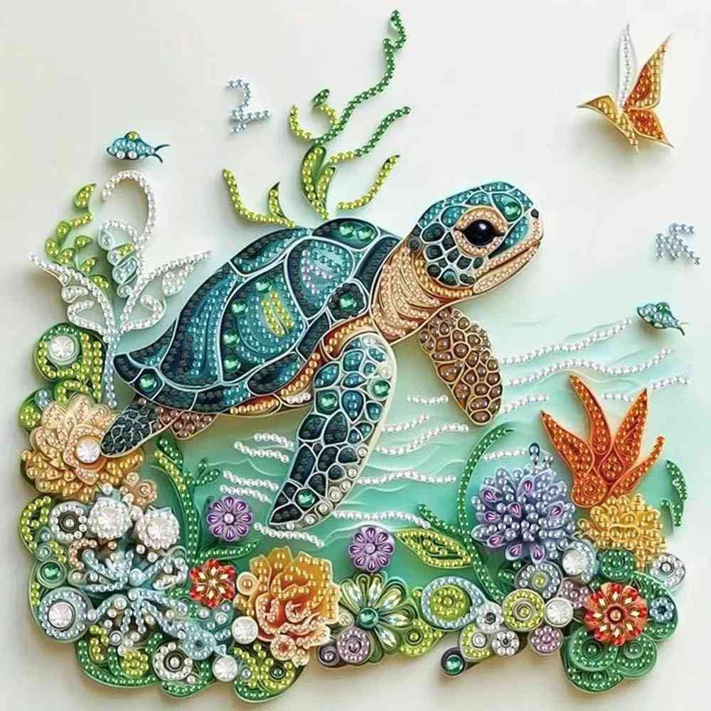Kits de Arte de Diamante 5D Tartaruga Marinha - Pintura DIY com Cristais para Adultos