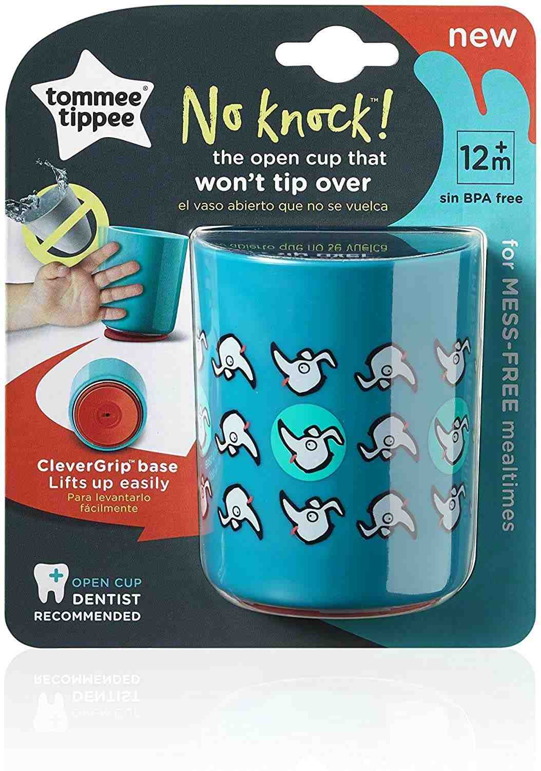 Copo Infantil Anti-queda No Knock 190 ML Azul com Design Cachorrinhos - Base Adesiva Clever-Grip para Mesa