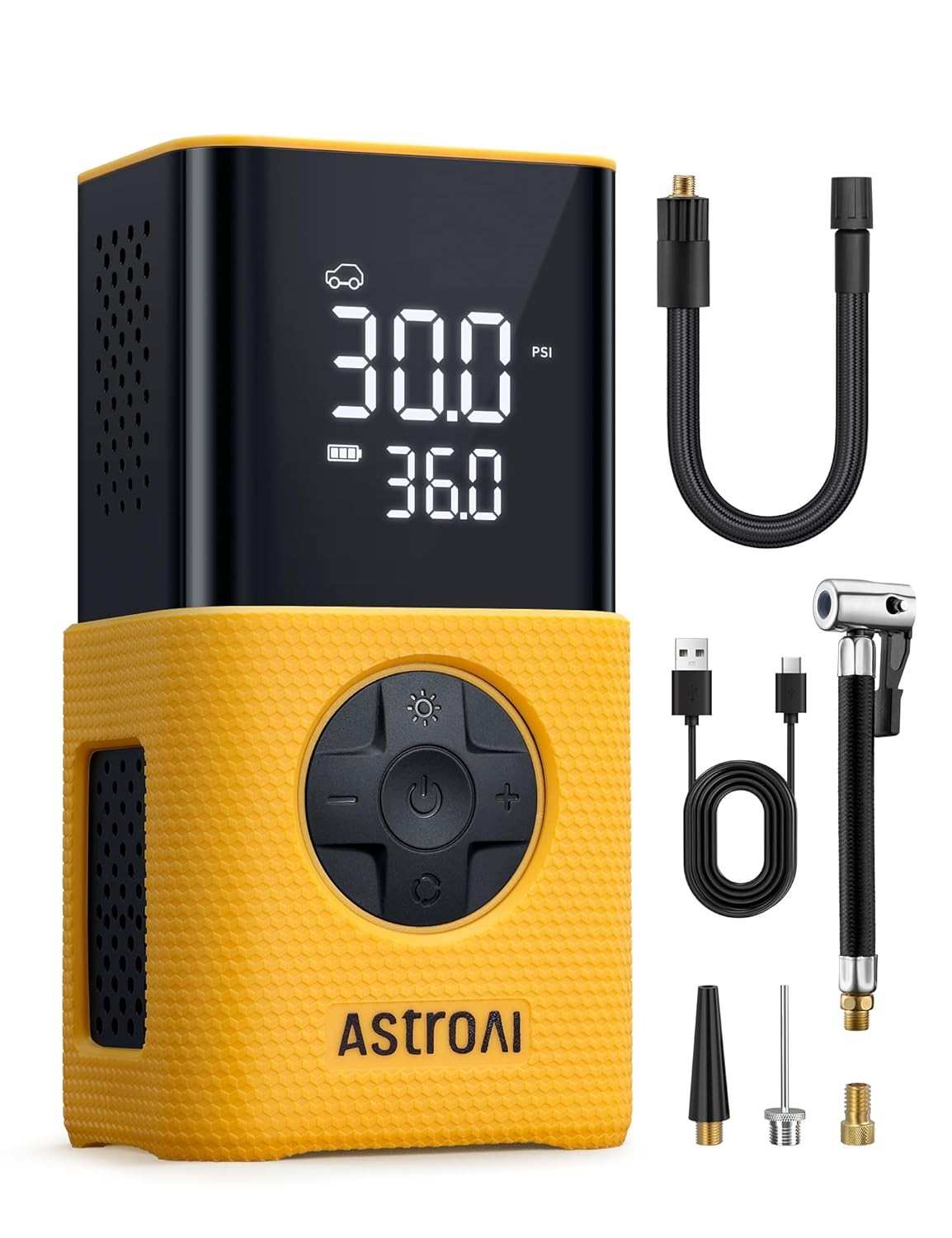 Inflador de Pneu AstroAI L7S Portátil: Compressor de Ar Sem Fio com Display Digital Duplo, 150 PSI e Luz LED