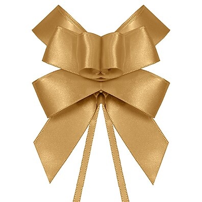 Laço Fácil de Fita de Cetim Dourado 22mm - 5 Unidades