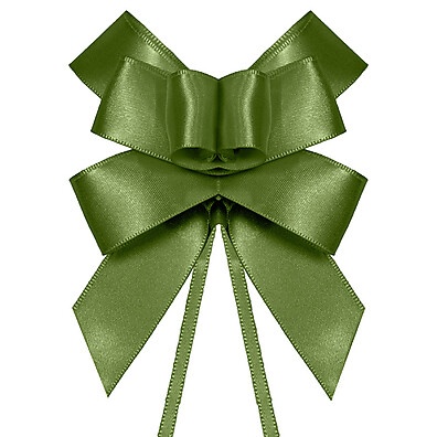 Laço Fácil de Fita de Cetim Verde Militar – Elegância Pronta em 22mm