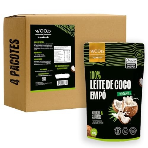 Kit 4 Leite de Coco em Pó 100% Puro Vegano Sem Lactose 454g