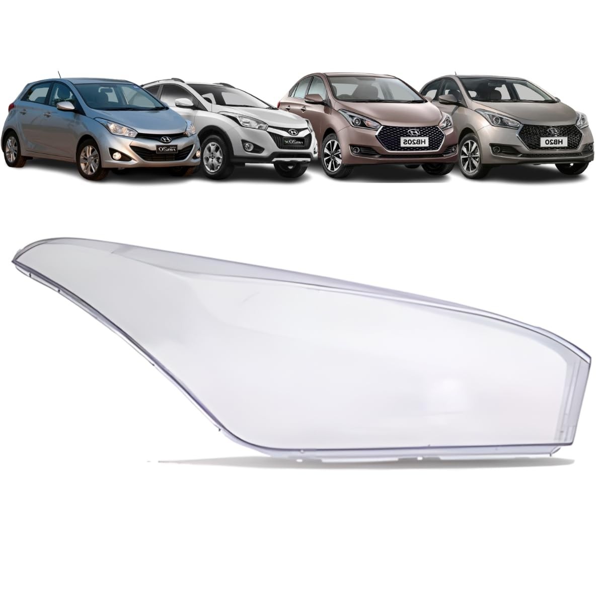 Lente Farol Hyundai HB20 2012-2019 Lado Passageiro Cristal Transparente