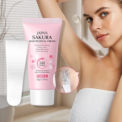 LAIKOU Sakura Creme Depilatório 50g – Remove Pêlos Sem Irritação
