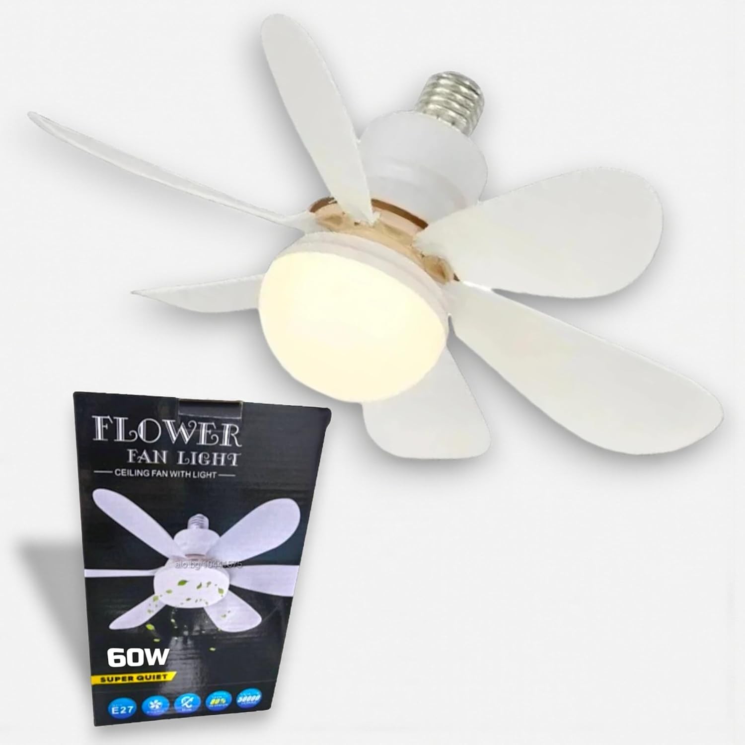 Ventilador de Teto com Lâmpada LED Inteligente 60W - 6 Pás, Controle Remoto, 3 Velocidades, Bivolt