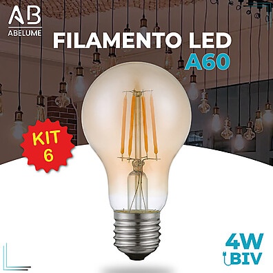 Lâmpada Filamento LED A60 Âmbar: Retro, Vintage e Econômica