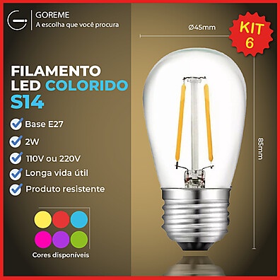 Lâmpada Filamento LED Colorido: Toque Retrô!