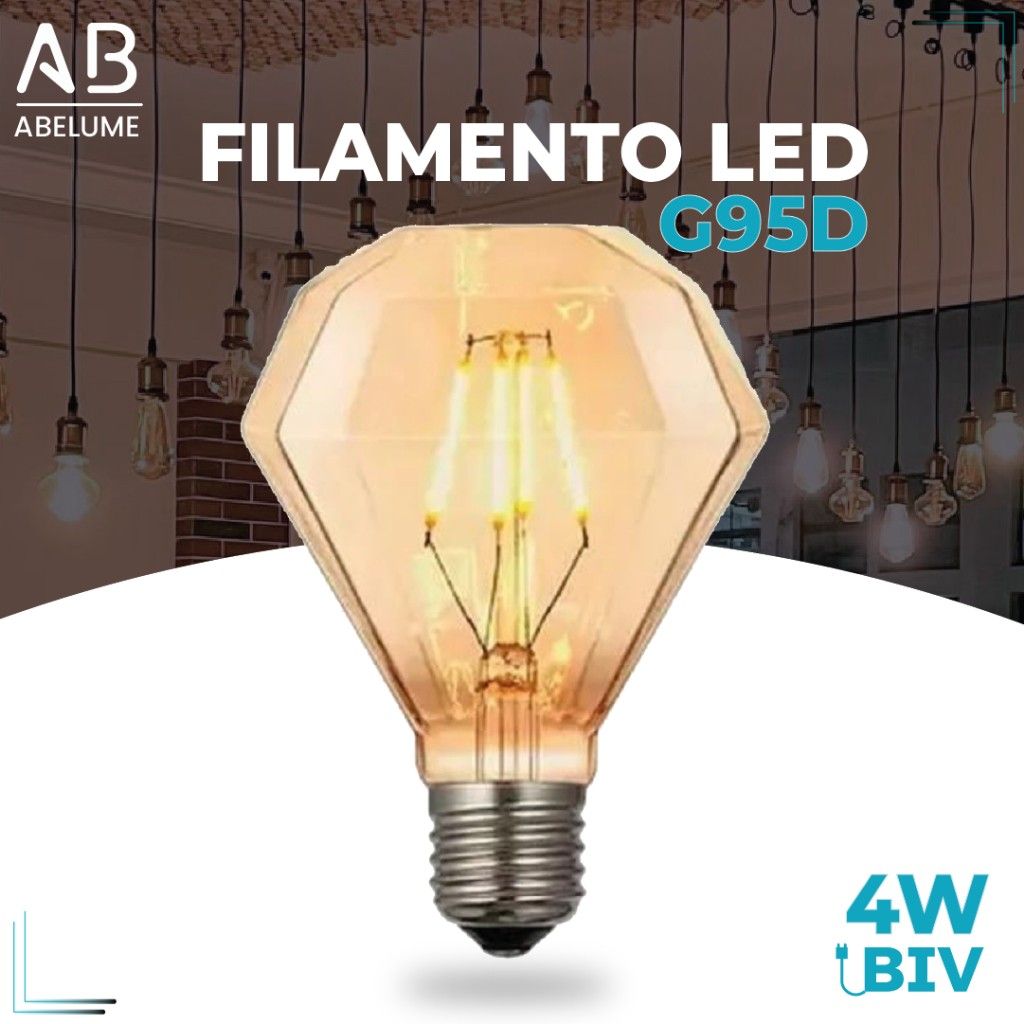 Lâmpada Filamento LED G95 Âmbar: Retro e Aconchegante