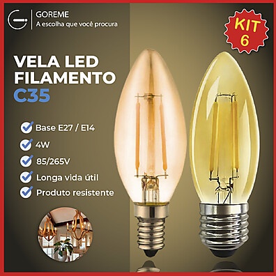 Lâmpada Filamento LED: Kit 6 Vintage e Econômica