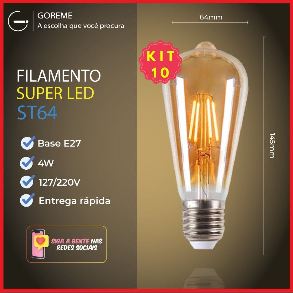 Lâmpada Filamento LED ST64: Charme Retrô e Economia