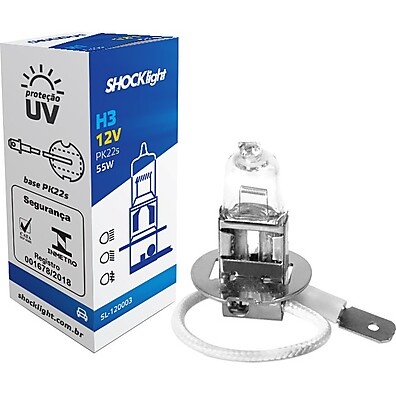 Lâmpada H3 Halógena Shocklight: Iluminação Potente!