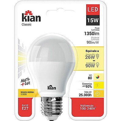 Lâmpada LED 15W Kian: Economia e Aconchego