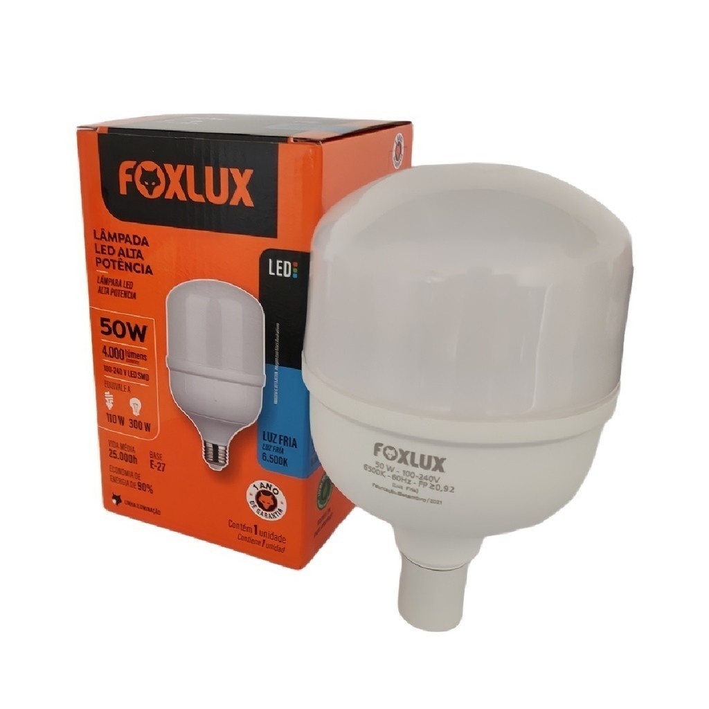 Lâmpada LED 50W Foxlux: Iluminação Potente e Econômica