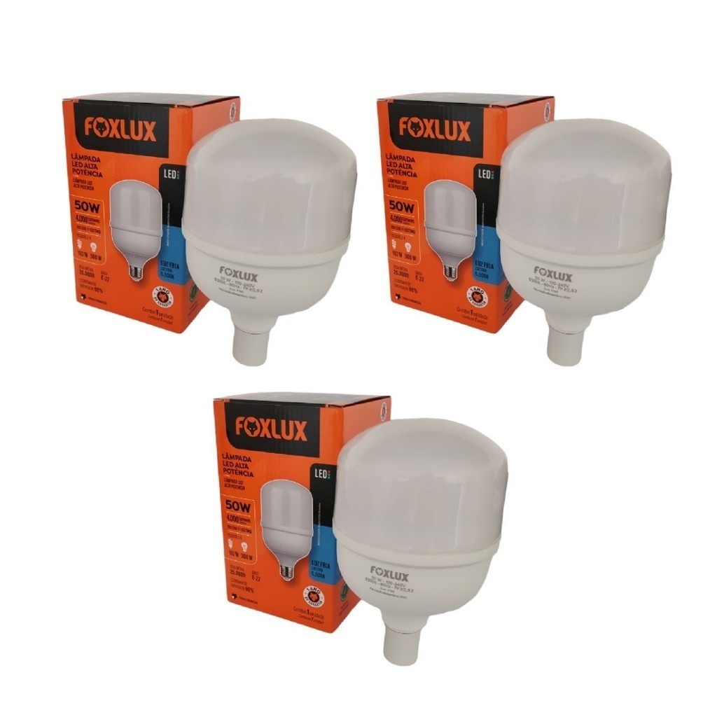 Lâmpada LED 50W Foxlux: Ilumine com Potência e Economia!