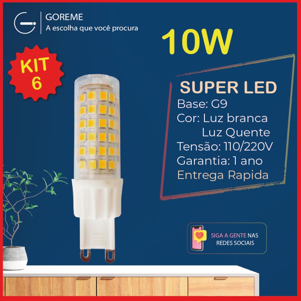 Lâmpada LED G9 10W: Ilumine com Economia!