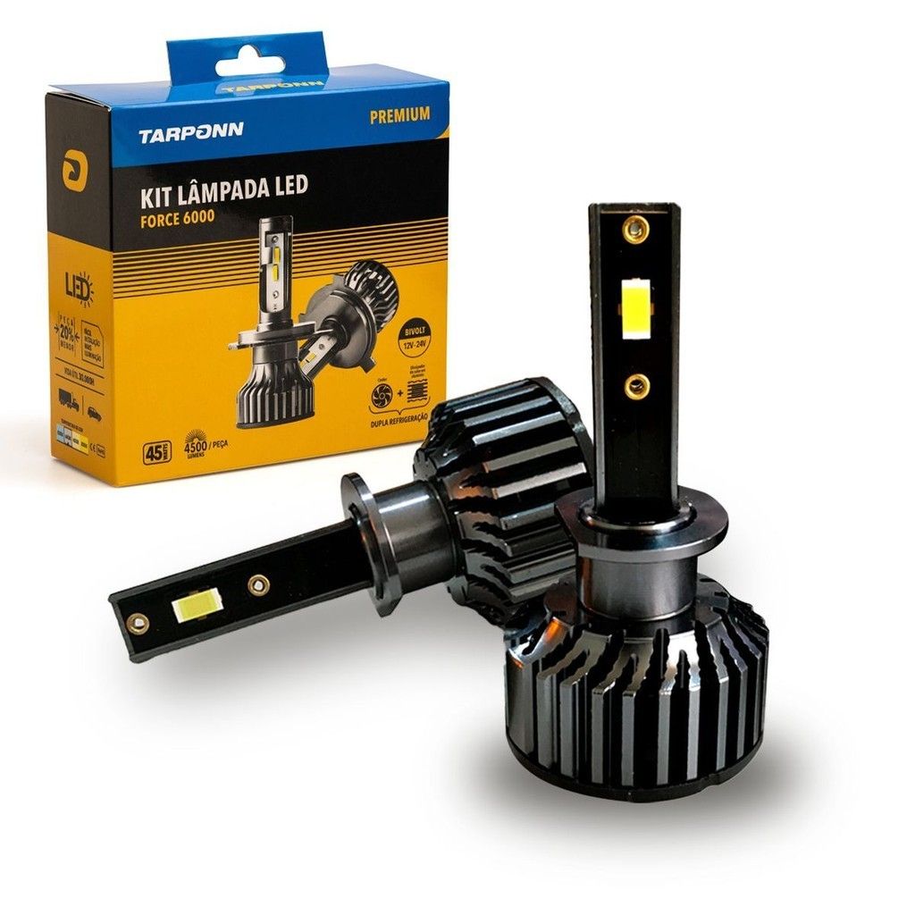 Lâmpada LED H1 6000K Force: Iluminação Premium