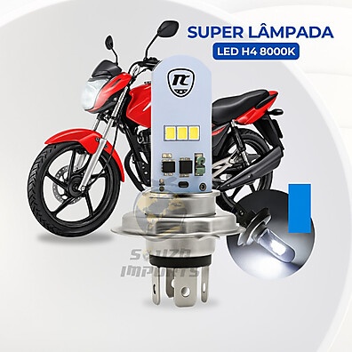Lâmpada LED H4 8000K Efeito Xenon: Iluminação Premium para Moto