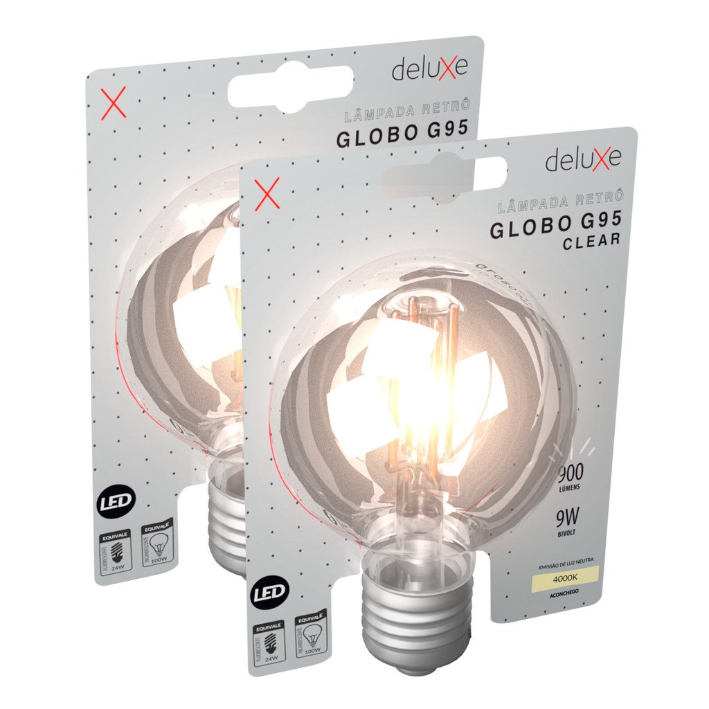 Lâmpada LED Vintage: Kit 2 Globo Retro G95 9W