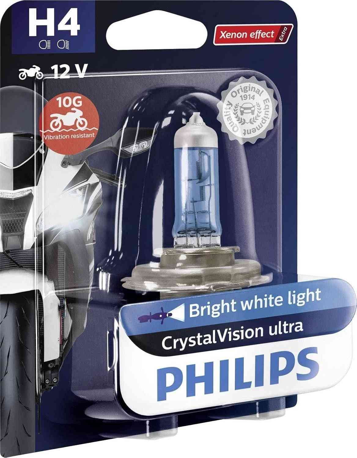 Lâmpada Farol Moto Philips H4 Cristalvision Ultra 60/55W: Iluminação Superior para Sua Segurança