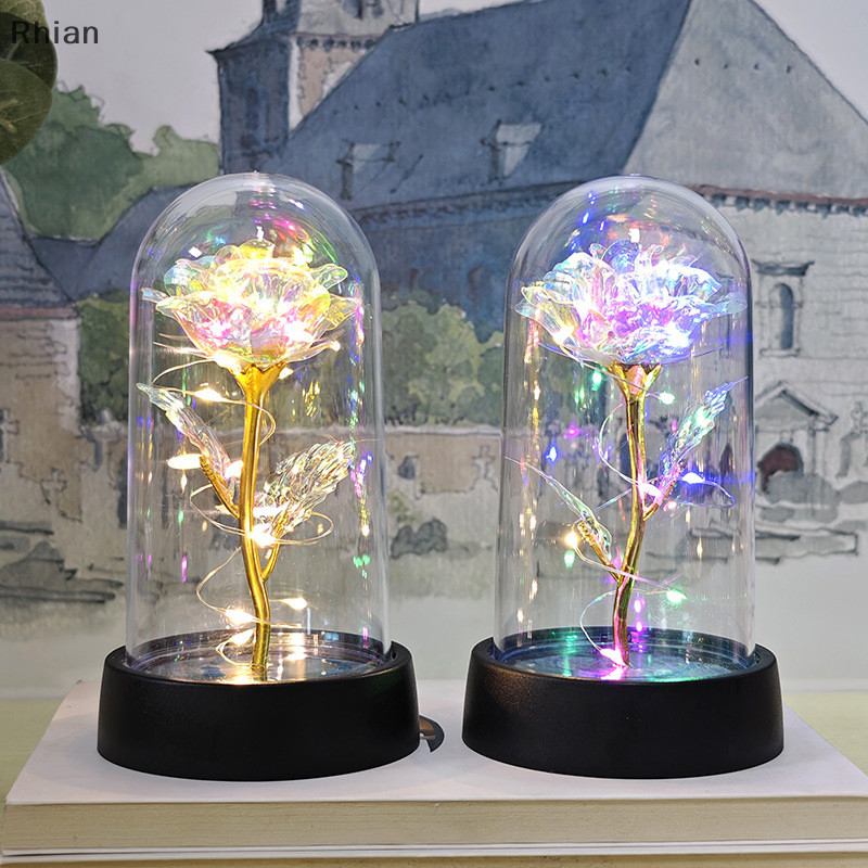 Lâmpada Noturna Rosa com Folhas Douradas [Rhian] – Presente Perfeito para Casamento e Namorados