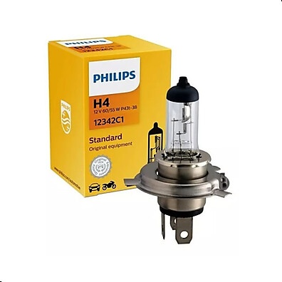 Lâmpada Philips H4 55/60W 12V: Iluminação Potente e Confiável
