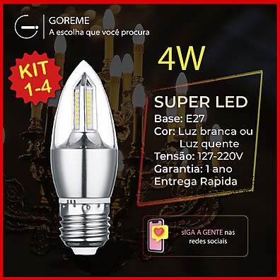 Lâmpada Vela LED E27 4W: Iluminação Moderna e Eficiente