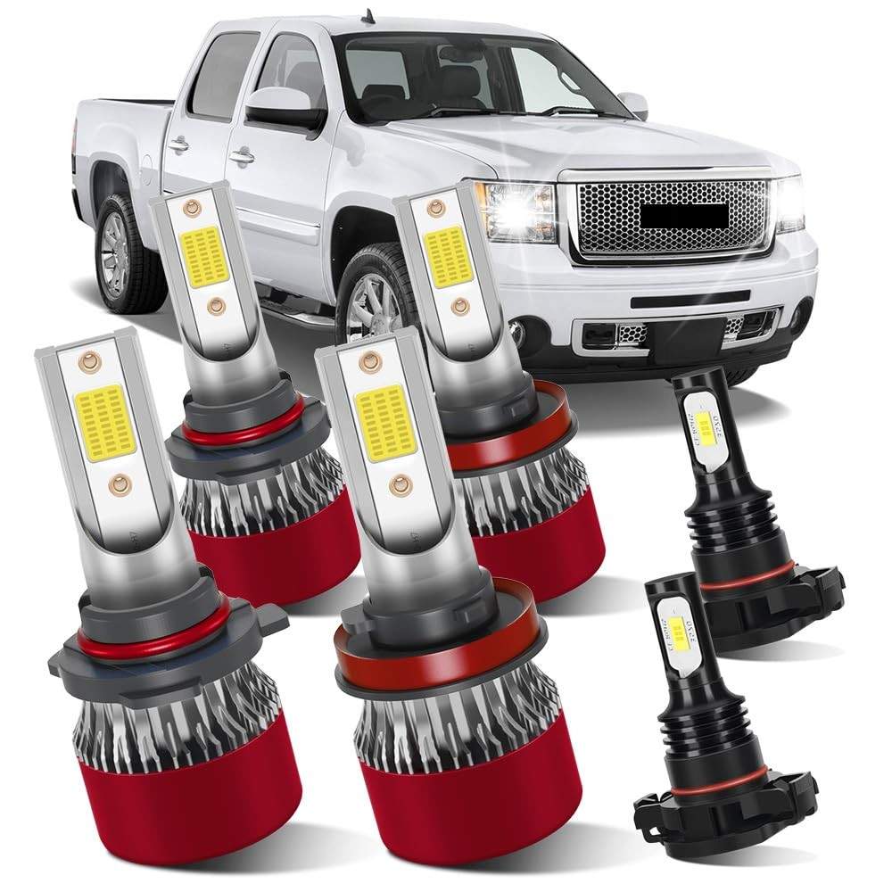 Kit Lâmpadas LED Premium para GMC Sierra 1500/2500HD/3500HD (2007-2013) - Farol Alto/Baixo e Neblina