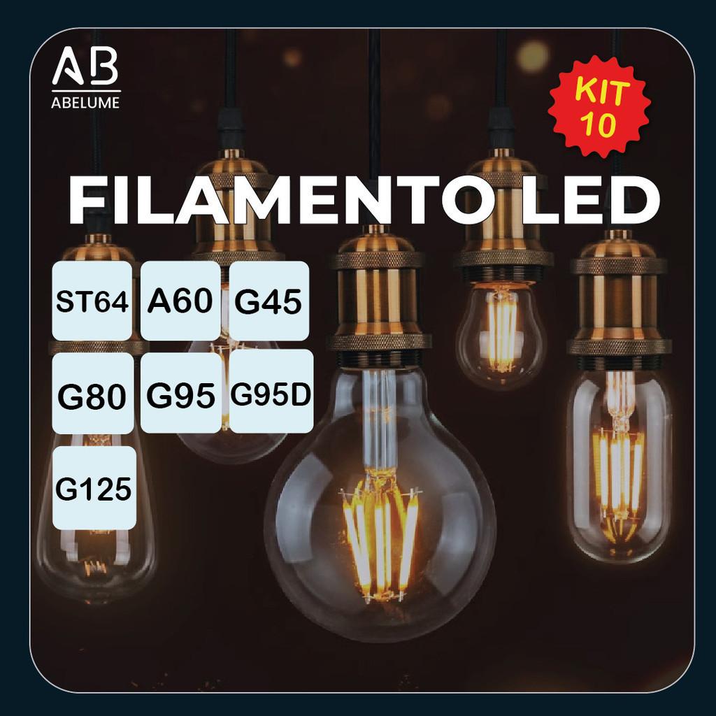 Lâmpadas Filamento LED: Kit 10 Retrô Vintage
